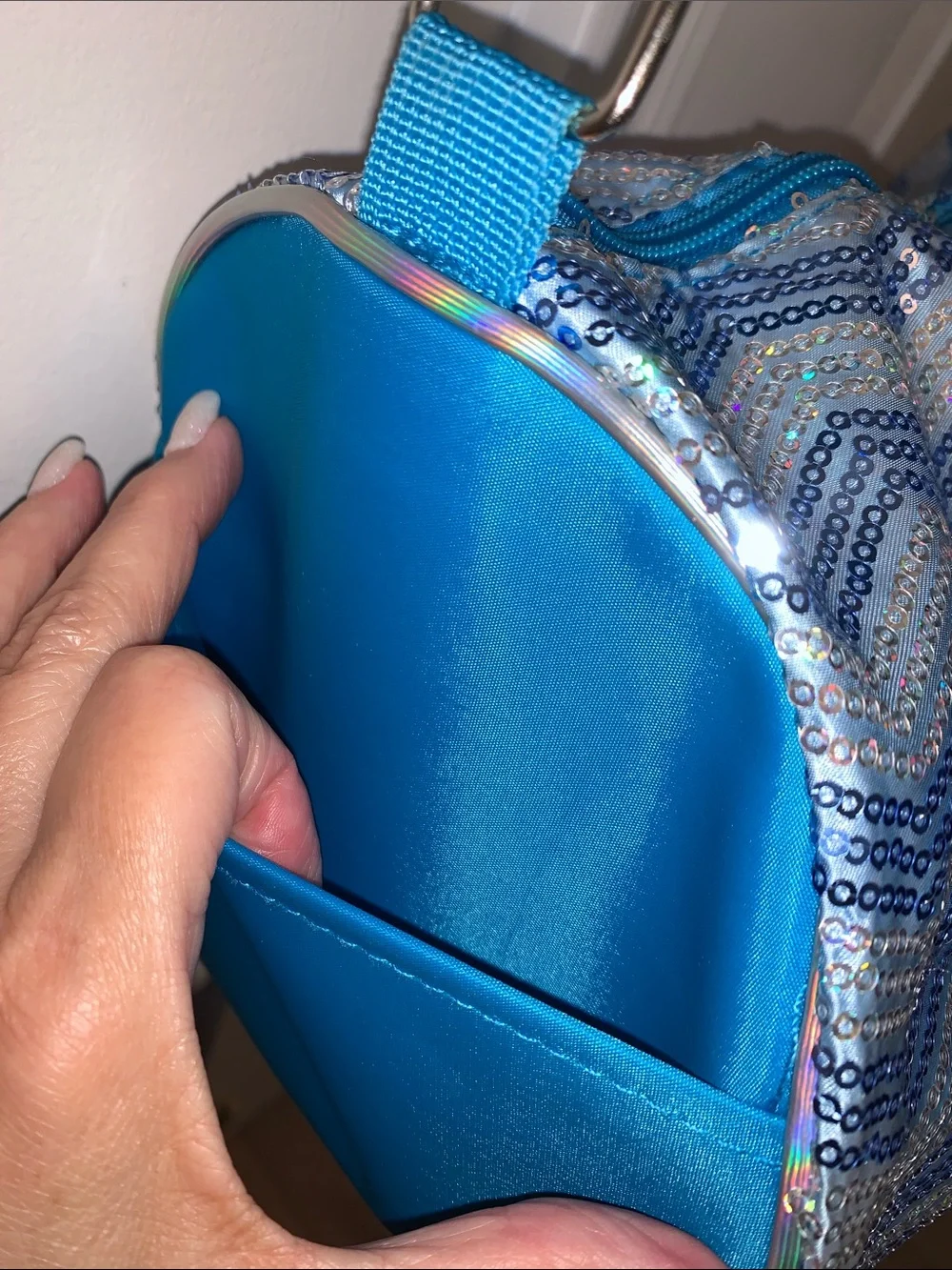 Blue sequin Capezio Chevron Barrel Bag all-over chevron-patterned DANCE